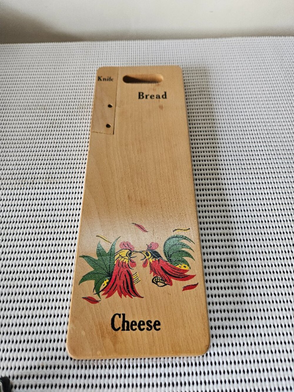 Vintage Roosters Cutting Board with Knife & Salt and Pepper Set.  G13